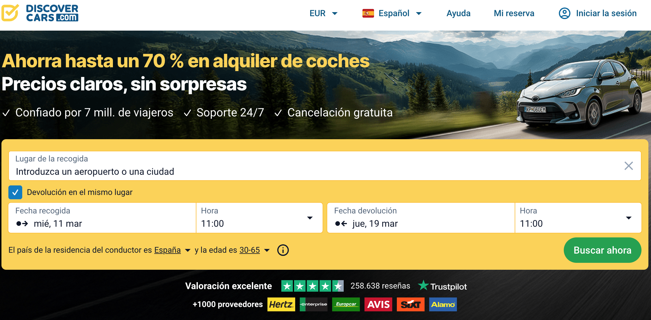 webs alquiler de coche barato: Discovercars
